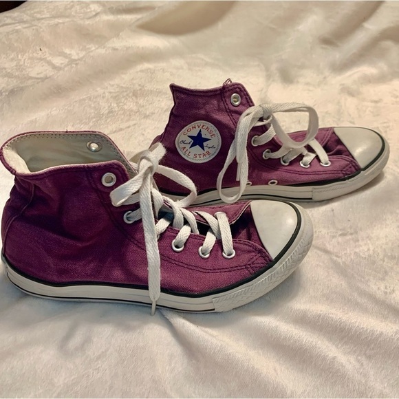 Converse All Star Sneakers 3Y fits Womens 5-6 Chuck Taylor Purple white Athletic - Picture 7 of 14